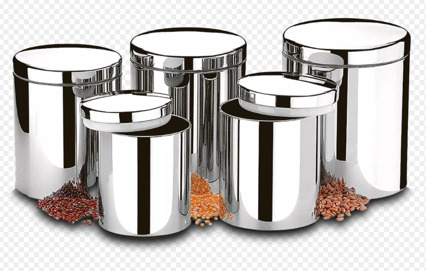 CONJUNTO DE POTES AÇO INOX PARA MANTIMENTOS COM TAMPA 5 PEÇAS SUPREMA - BRINOX