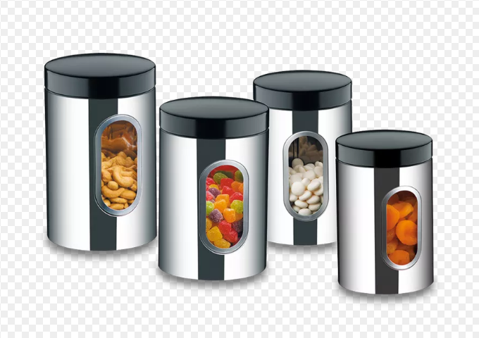 CONJUNTO DE POTES PARA MANTIMENTOS COM VISOR 4 PEÇAS SUPREMA - BRINOX 