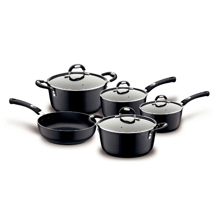 JOGO DE PANELAS ALUMÍNIO COM REVESTIMENTO INTERNO ANTIADERENTE 5 PEÇAS PRETA MÔNACO - TRAMONTINA