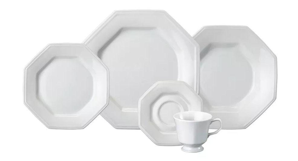 JOGO DE JANTAR CHÁ 30 PEÇAS DE PORCELANA PRISMA - SCHIMITD