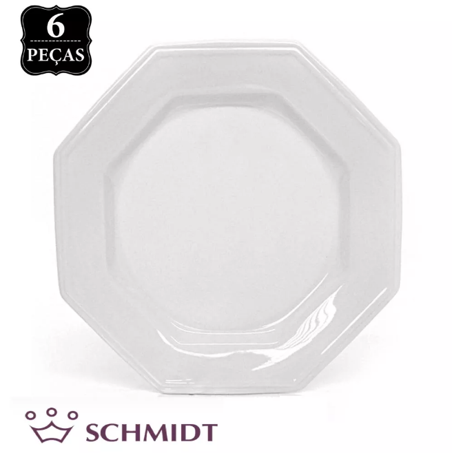 ESTOJO COM 6 PRATOS RASOS DE PORCELANA PRISMA - SCHMITD
