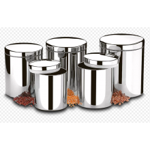 CONJUNTO DE POTES AÇO INOX PARA MANTIMENTOS COM TAMPA 5 PEÇAS SUPREMA - BRINOX