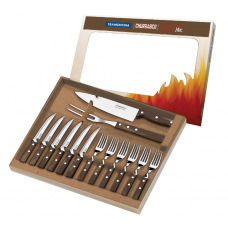 JOGO DE TALHERES INOX PARA CHURRASCO 14 PEÇAS POLYWOO - TRAMONTINA