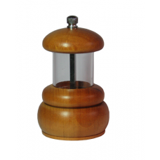 MOEDOR DE SAL PEQUENO COM VISOR ACRÍLICO E ACABAMENTO EM MADEIRA - PEPPERMILL 