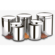 CONJUNTO DE POTES AÇO INOX PARA MANTIMENTOS COM TAMPA 5 PEÇAS SUPREMA - BRINOX