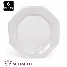 ESTOJO COM 6 PRATOS RASOS DE PORCELANA PRISMA - SCHMITD