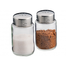 SALEIRO/ PIMENTEIRO DE VIDRO COM TAMPA INOX - EURO