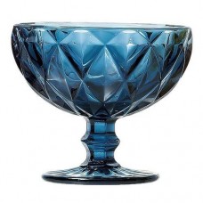 JOGO DE 6 TAÇAS PARA SOBREMESA MATELASSE EM VIDRO AZUL 310ML 22035