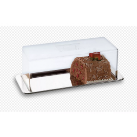 PORTA PÃO, ROCAMBOLE E TORTA FRIA INOX COM TAMPA ACRÍLICA 40 X 16 CM 2 PEÇAS ATINA - BRINOX